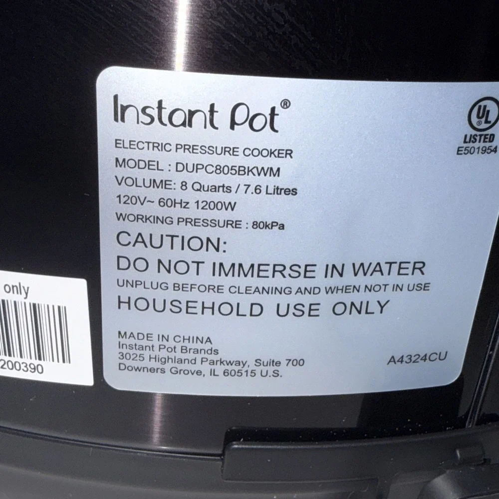 Instant Pot RIO Chef 8 Qt 7 in 1 Multi Cooker Pressure Cooker Black